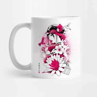 Geisha with pink snake Mug